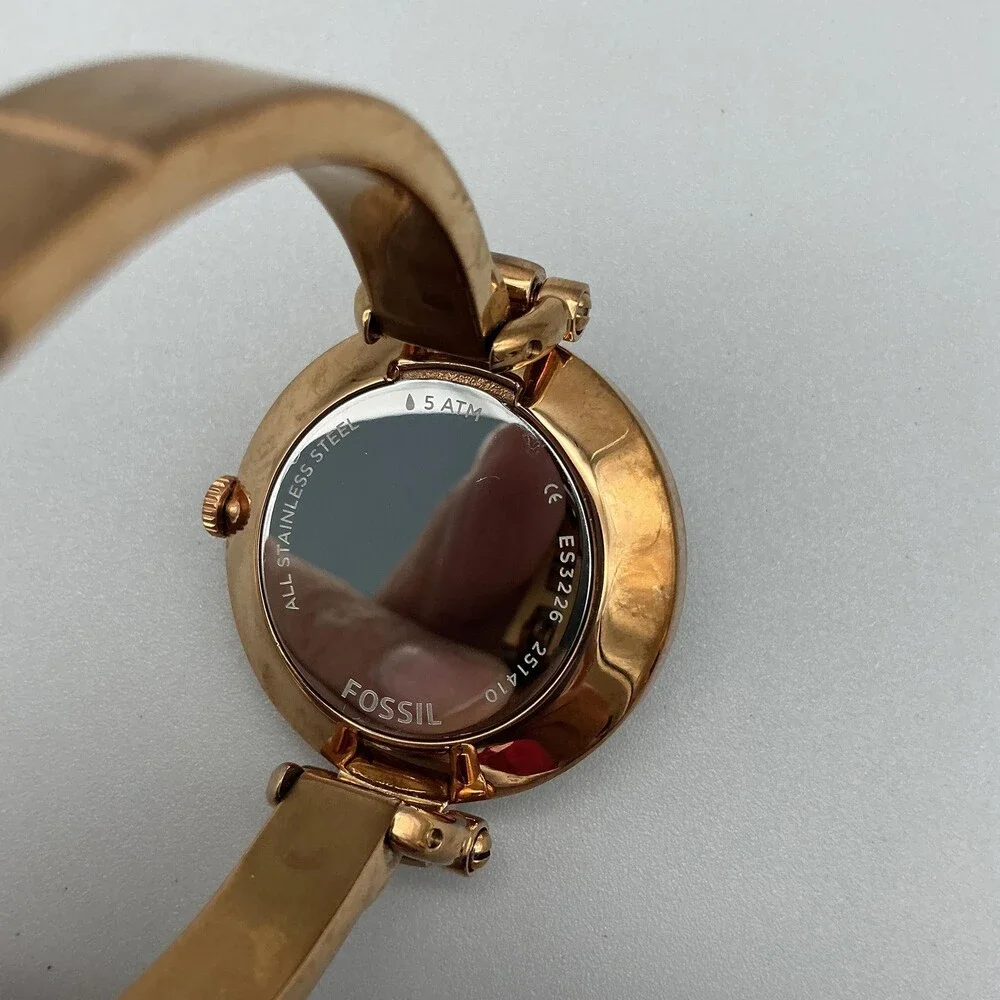Fossil Womens Watch 32mm Rose Gold Tone Crystal Bezel ES3286 New Battery 6